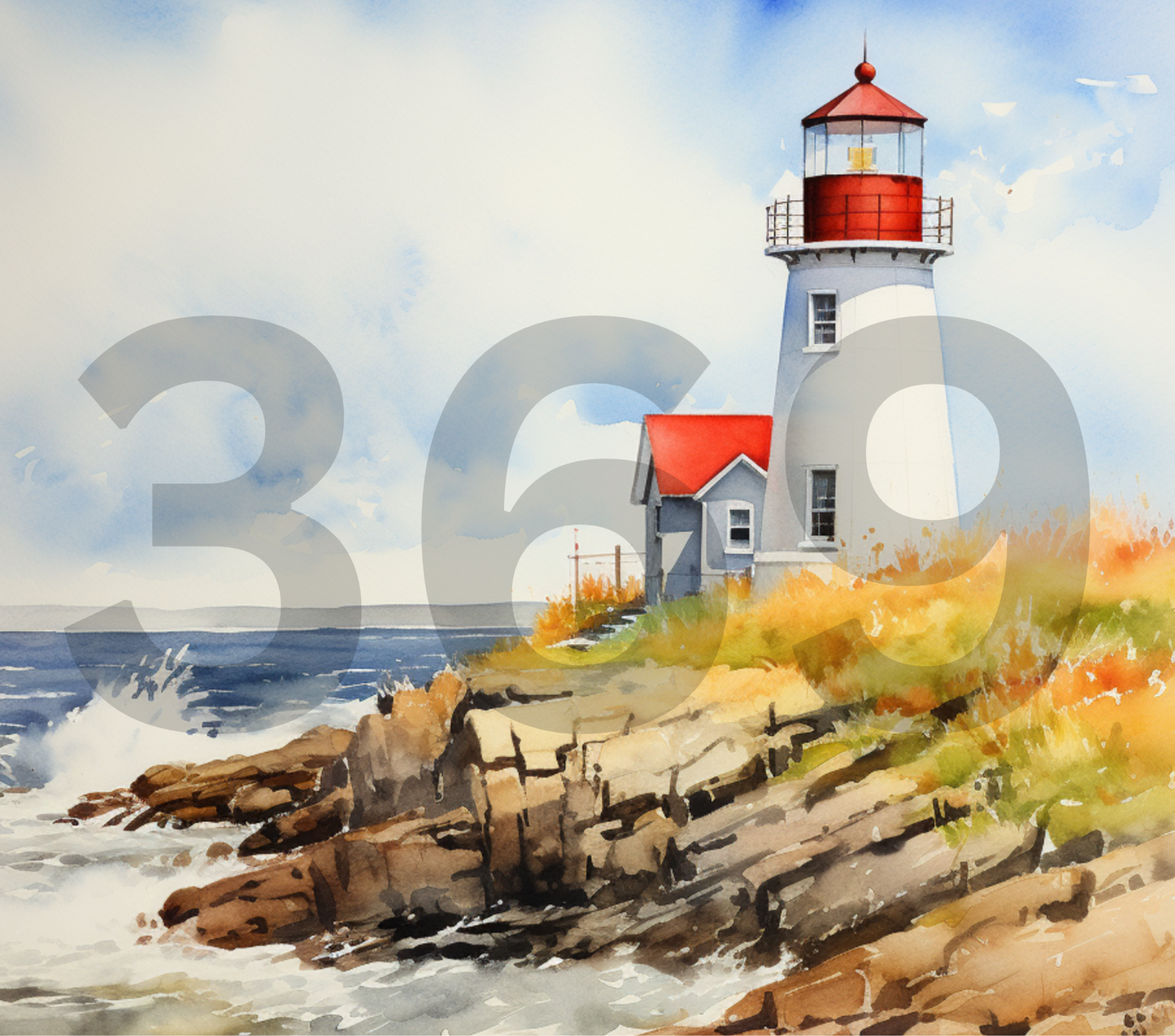 Crashing Waves & Lighthouse