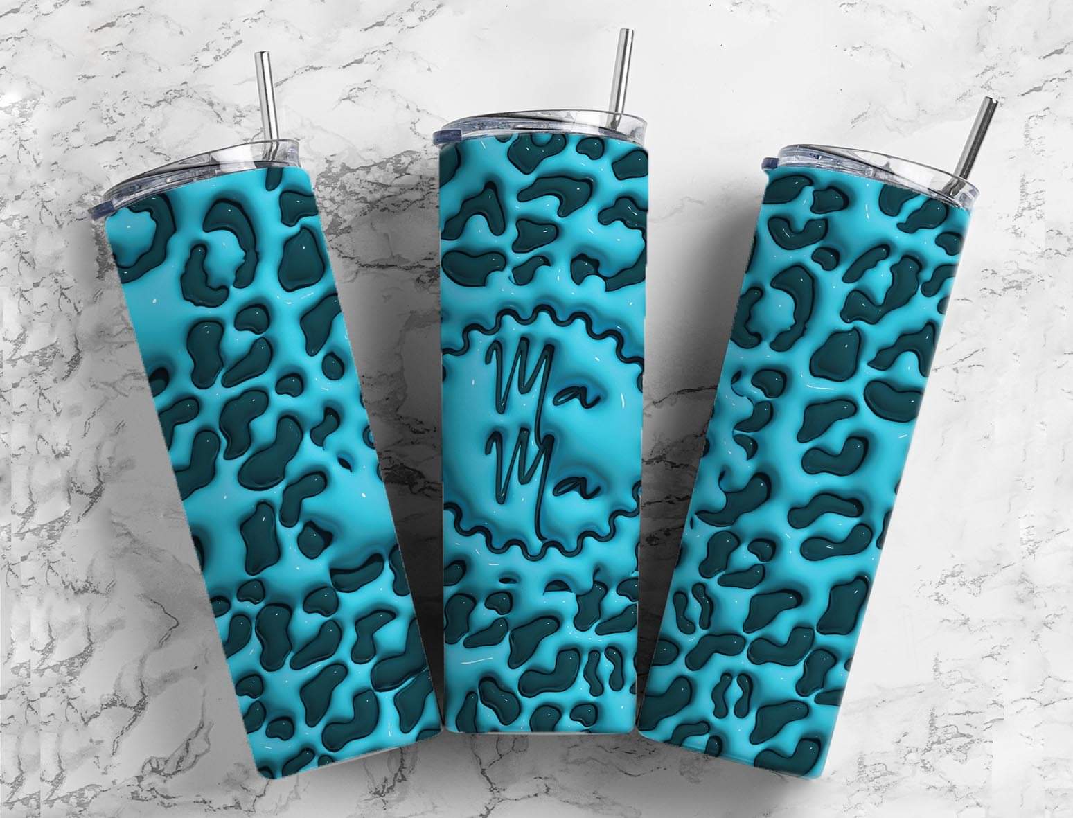 Blue Leopard Mama Tumbler