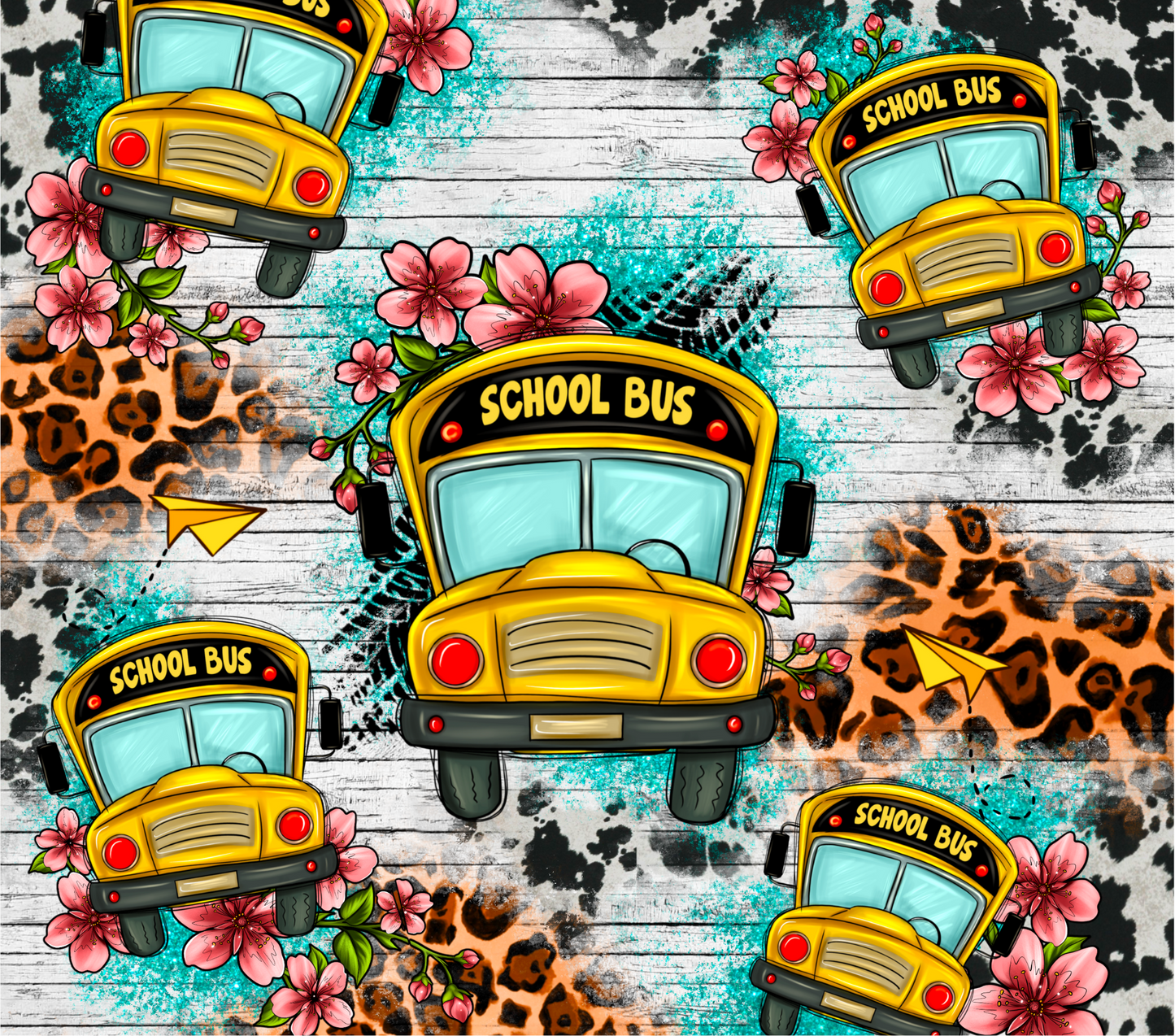 School Bus Leopard Cowhide