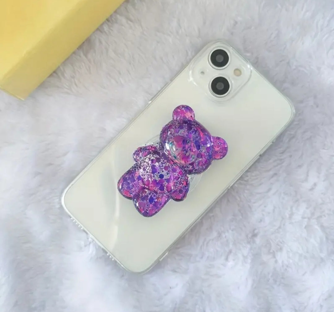 3D Glitter Bear Popsocket