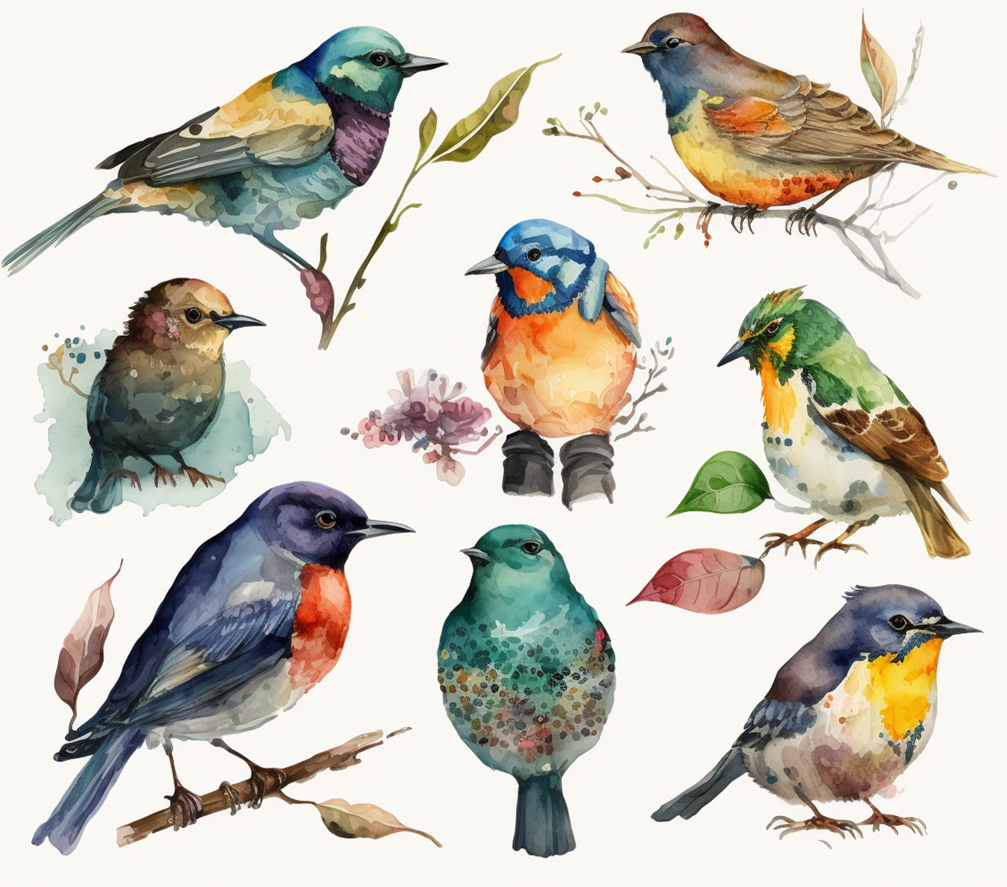 Birds in Watercolor