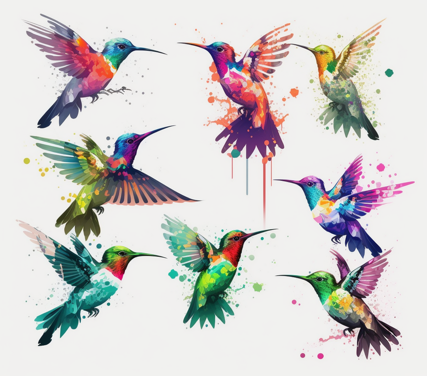 Humming Birds in Watercolor